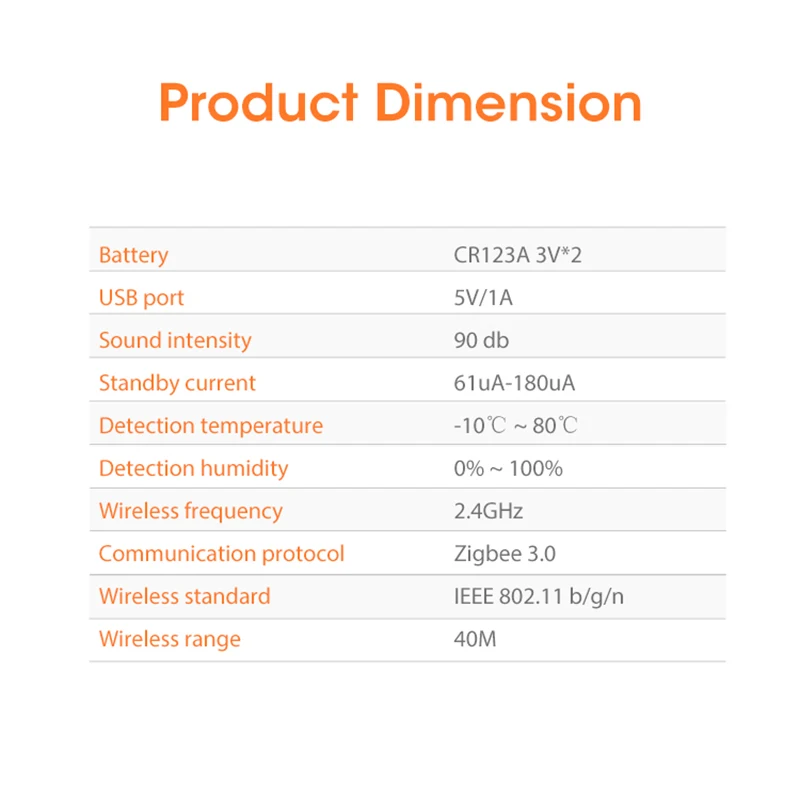 Som e luz do flash sirene com sensor de temperatura e umidade, Smart Home Safety Security, Tuya ZigBee 90dB