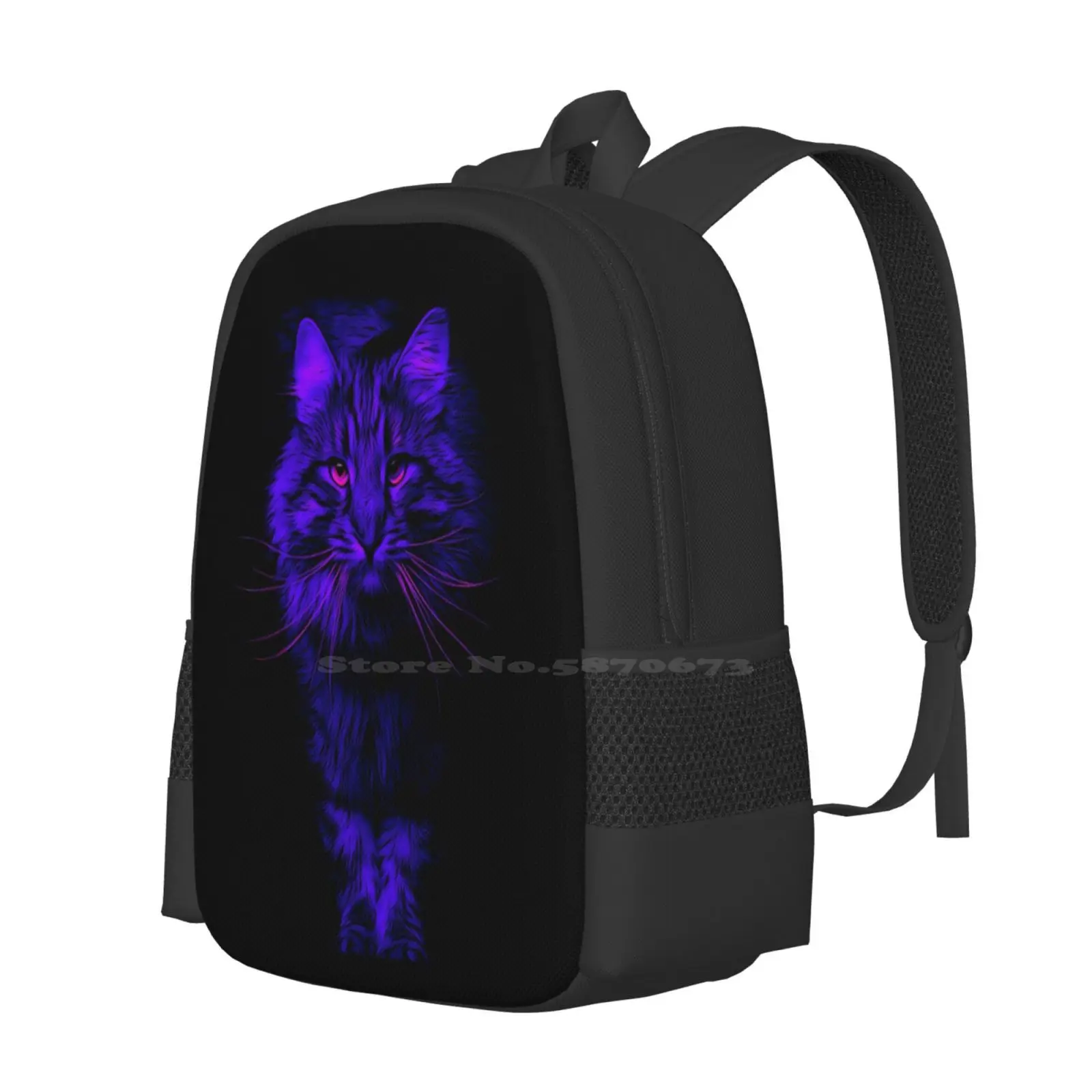 Mochilas escolares de gato azul para adolescentes, bolsas de viaje para ordenador portátil, ojo de gato negro y azul, ojo rojo, Animal de mascota, amante de los gatos, gatito, felino