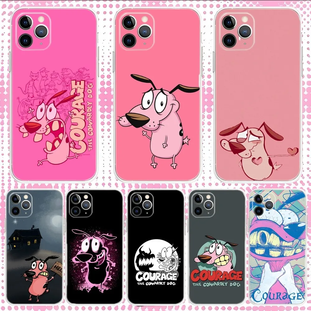 

C-Courage The C-Cowardly Dog Phone Case For iPhone 16,15,14,13,12,11 Pro,Max,Plus,X,XS,XR,SE,Mini Transparent Silicone Soft