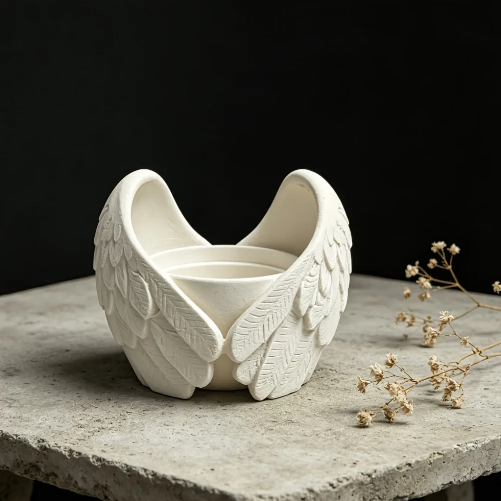 Angel Wing Flowerpot Charming Vase Suitable for Succulent Plants Small Plant and Dried Flowers Suitable Decorating Desks Shelves