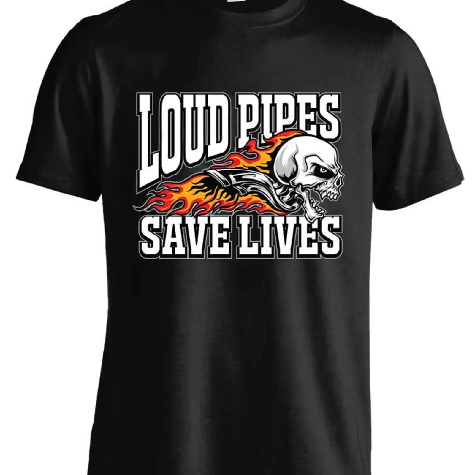 Loud Pipes Save Lives Screaming Skull T Shirt vintage Washed homme Stretched Versatile Slightly Casual Breathable fashion