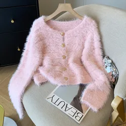 Autumn New Lazy Small Fragrant Knitted Tops Women Sweater Cardigan Ladies Korean Fashion Casual Warm Knitwear Coat Pull Femme