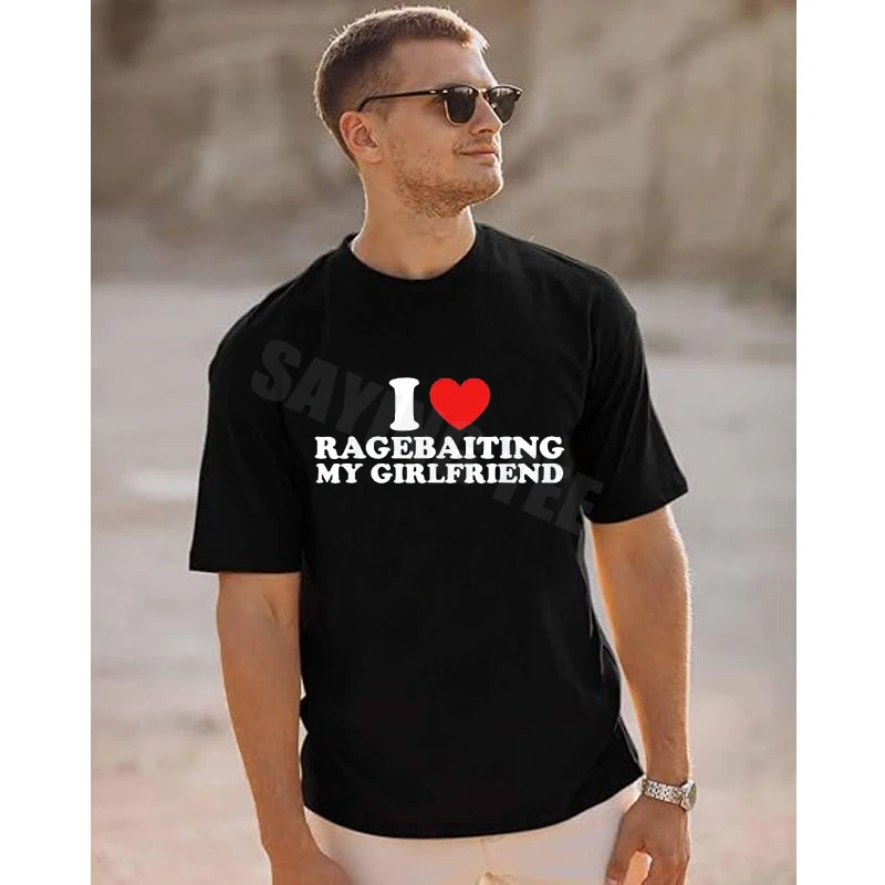 T-Shirt mit lustigem Zitat „I Love Ragebaiting My Girlfriend“ im Y2k-Stil für Herren, modischer Humor, mit Buchstaben bedruckt, T-Shirt mit Spruch, Geschenk für Freundchen, Neuheit – Detail 4