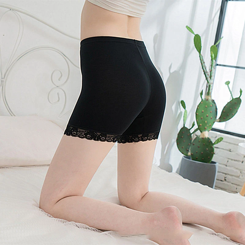 Calça modde renda para mulheres, shorts de segurança para cantos planos, grandes, cintura média, venda por atacado de fábrica