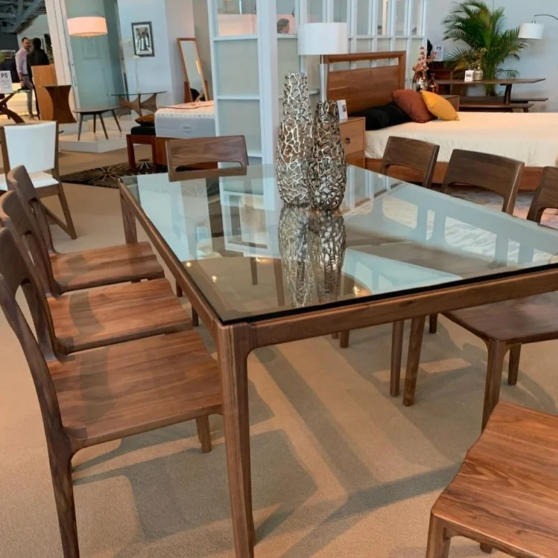 Furniture Meeting Italy Simple Tempered Glass Transparent Catering Hotel Family Restaurant Glass Dining Table