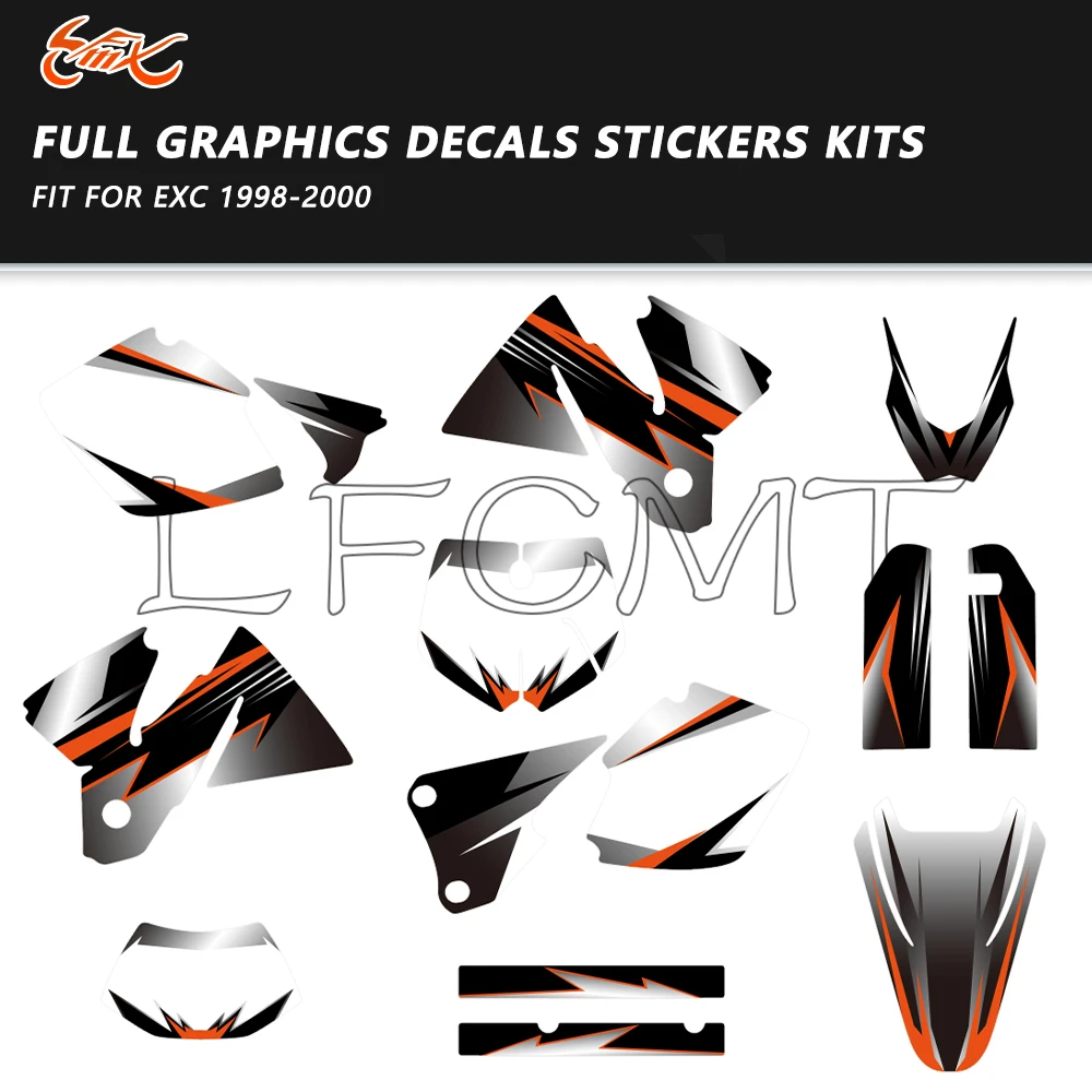 

Thickened Full Set Motorcycle Graphic Decals Sticker 29/31/35mil Fit for EXC 125 200 250 300 350 400 450 500 530 1998 1999 2000