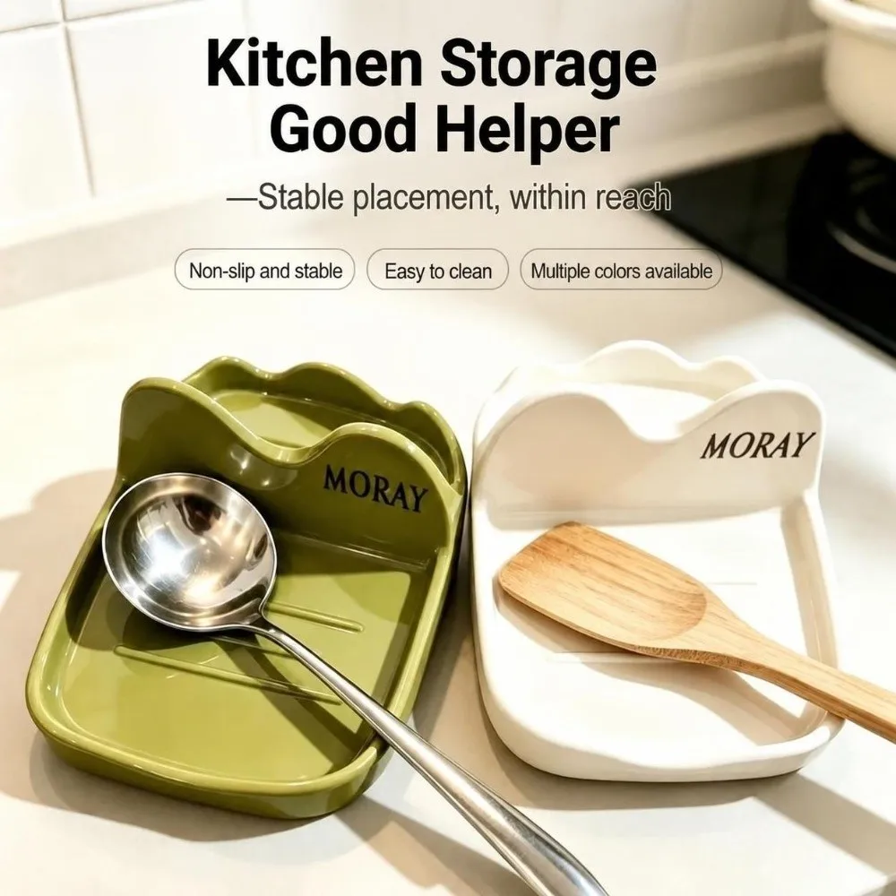 Practical ABS Pot Lid Holder Non-Slip Spoon Rest Countertop Spatula Rack Multi-Functional Storage Pot Lid Rack for Countertop