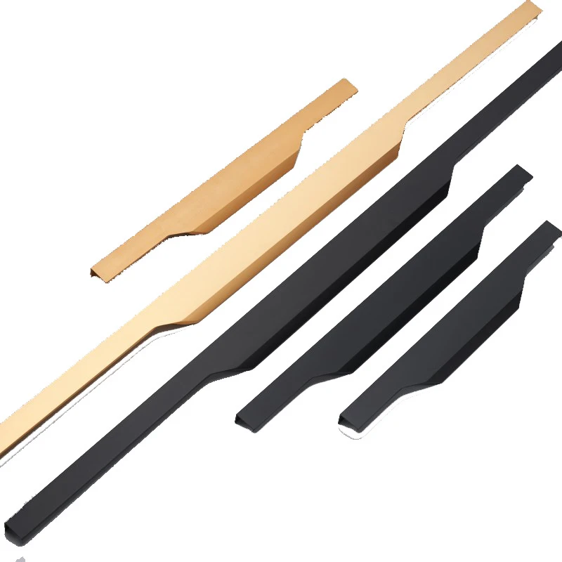 Modern Thumb Push Concealed Handle, Extra Long Recessed Cabinet Handles, Hidden Flush Hardware for Kitchen Drawers & Wardrobes