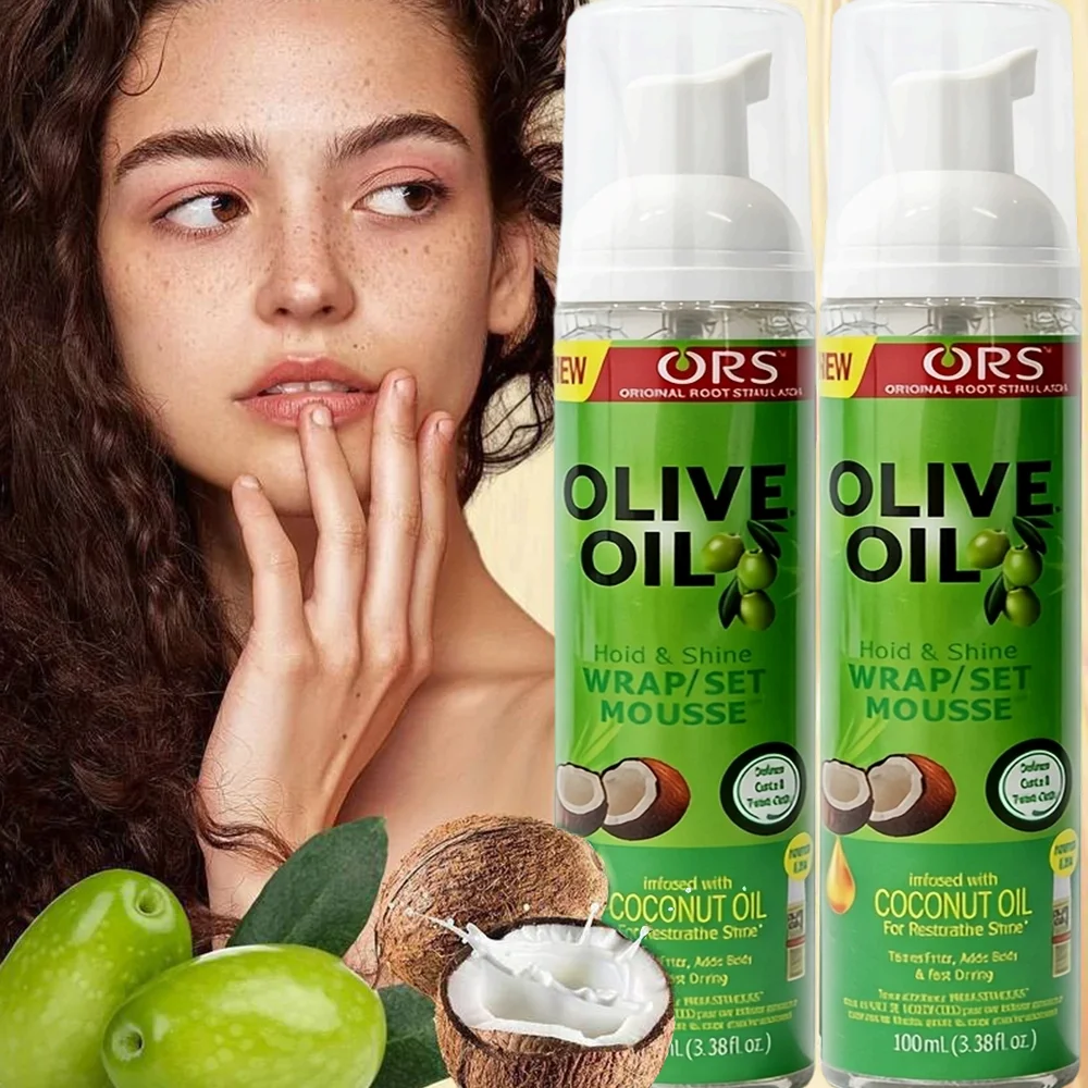 Mousse para Cabelos Cacheados 100ml com Forte Fixação e Óleo de Oliva, Espuma Modeladora Anti-Frizz para Mulheres