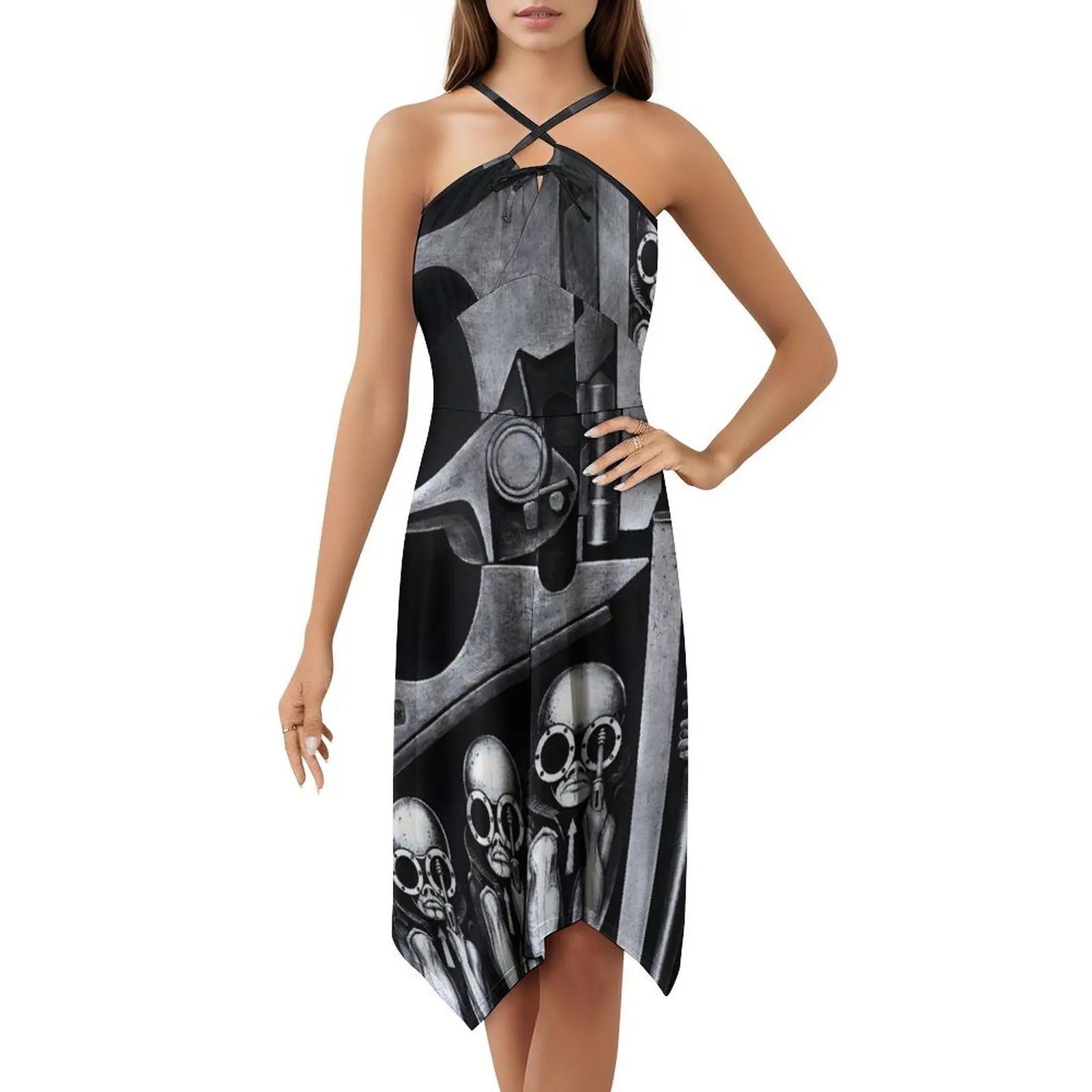 فستان هانز رويدي جيجر آرت على الطراز الكوري للنساء فستان كاجوال أنيق للحفلات أو الارتداء اليومي هانز رويدي جيجر هانز رويدي