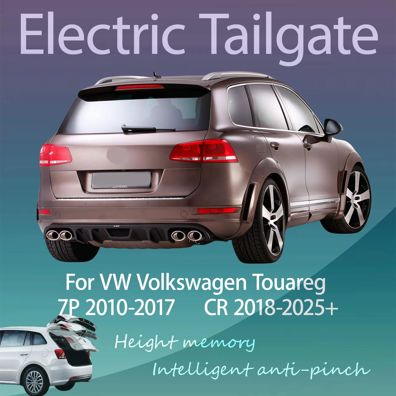 For VW Volkswagen Touareg 7P/CR 2010-2025+ Electric Tailgate Hands Free Operation Dual Rod Electric Trunk Suction Smart Control