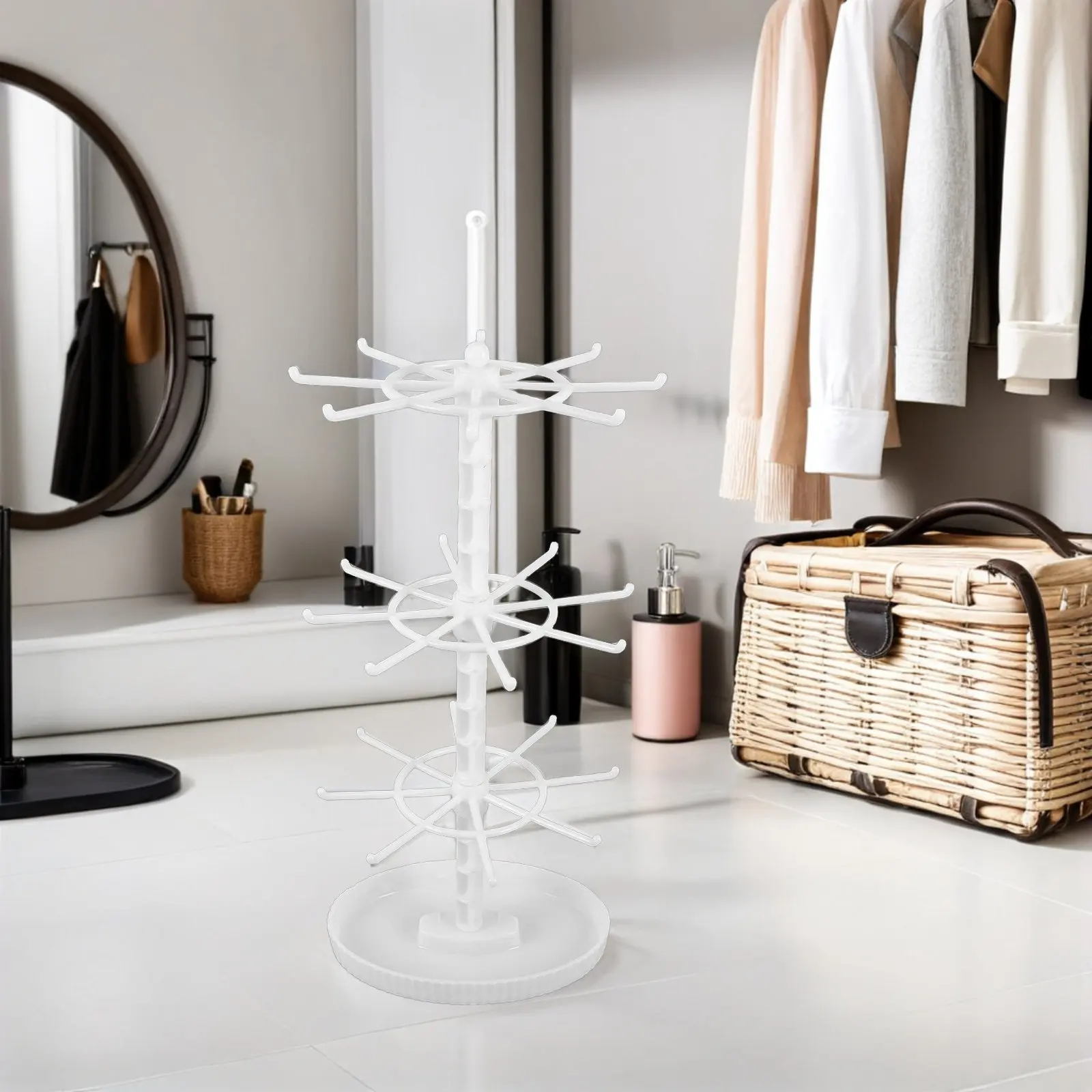 

Tabletop Jewelry Organizer Stand 3 Tier Rotating Display Rack for Necklaces Bracelets Keyrings Holder Storage Home Decor