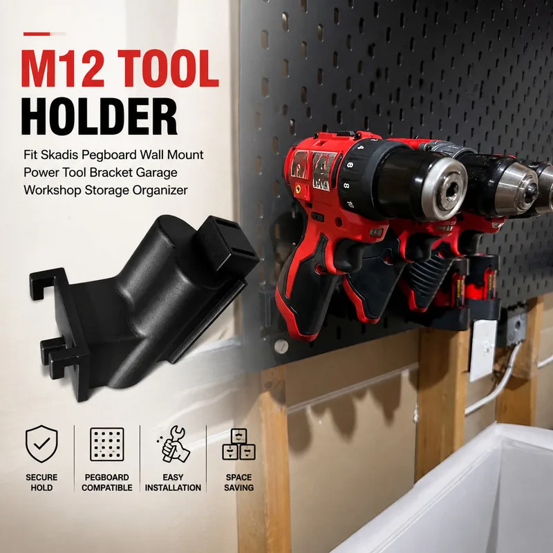 Skadis Pegboard Compatible M12 Power Tool Support Bracket Wall Hanging Hardware Storage Accessory