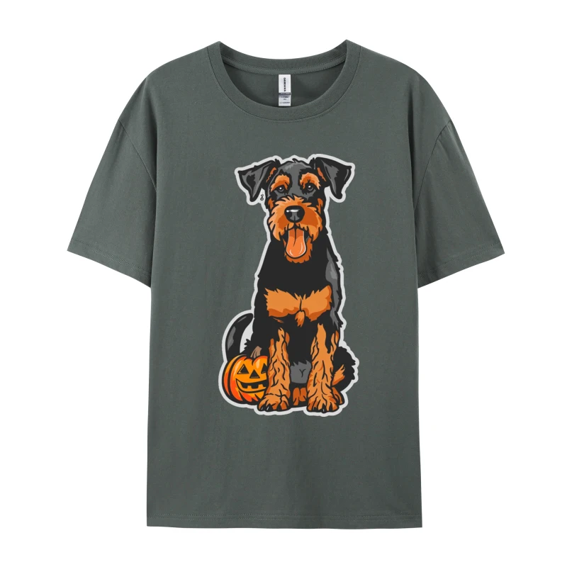 Cool Airedale Terrier T-shirts Dog Halloween Plain Mens Top T-shirts Graphic Street T Shirt Men Oversized Free Shippping