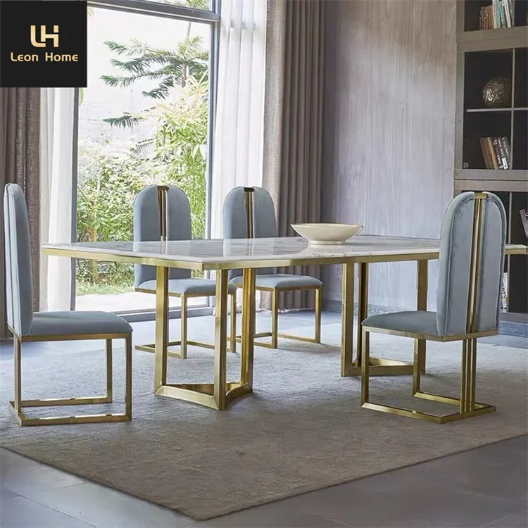 Hot Selling Durable Marble Dinning Table Set 6 Chairs Luxury Design For Apartment/villa/home Furniture