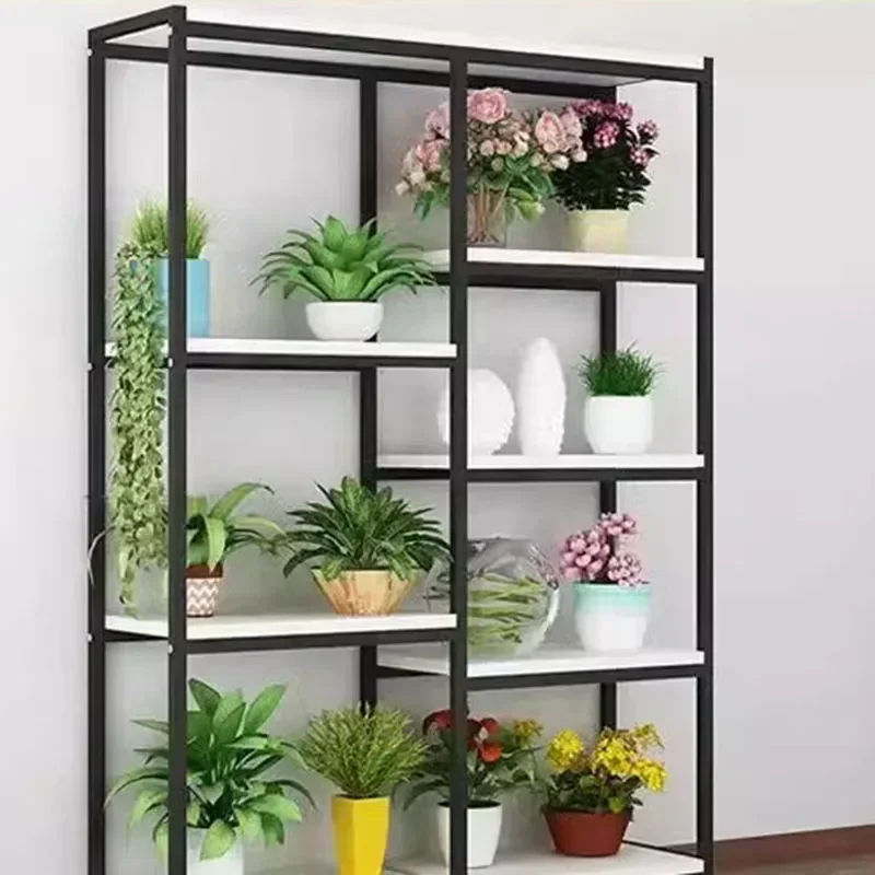 Wheels Outdoor Plant Shelf Black Adjustable Universal Metal Plant Shelf Flowers Tiered Scaffale Per Piante Balcony Furniture