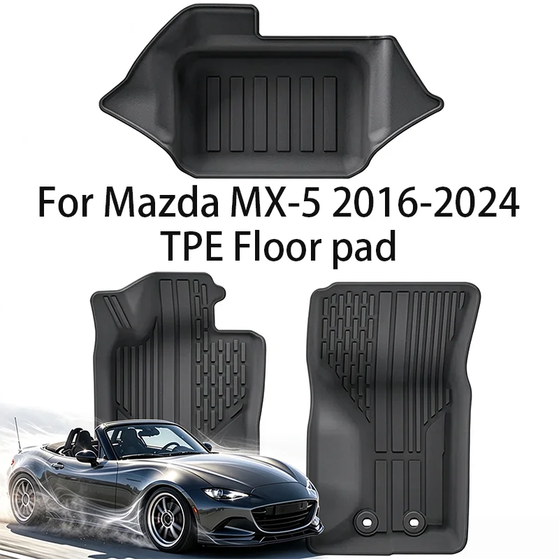 For Mazda MX‑5 Miata Roadster 2016‑2024 TPE Floor Mats All Weather Waterproof Anti Slip Odorless Trunk Mat Interior Accessories