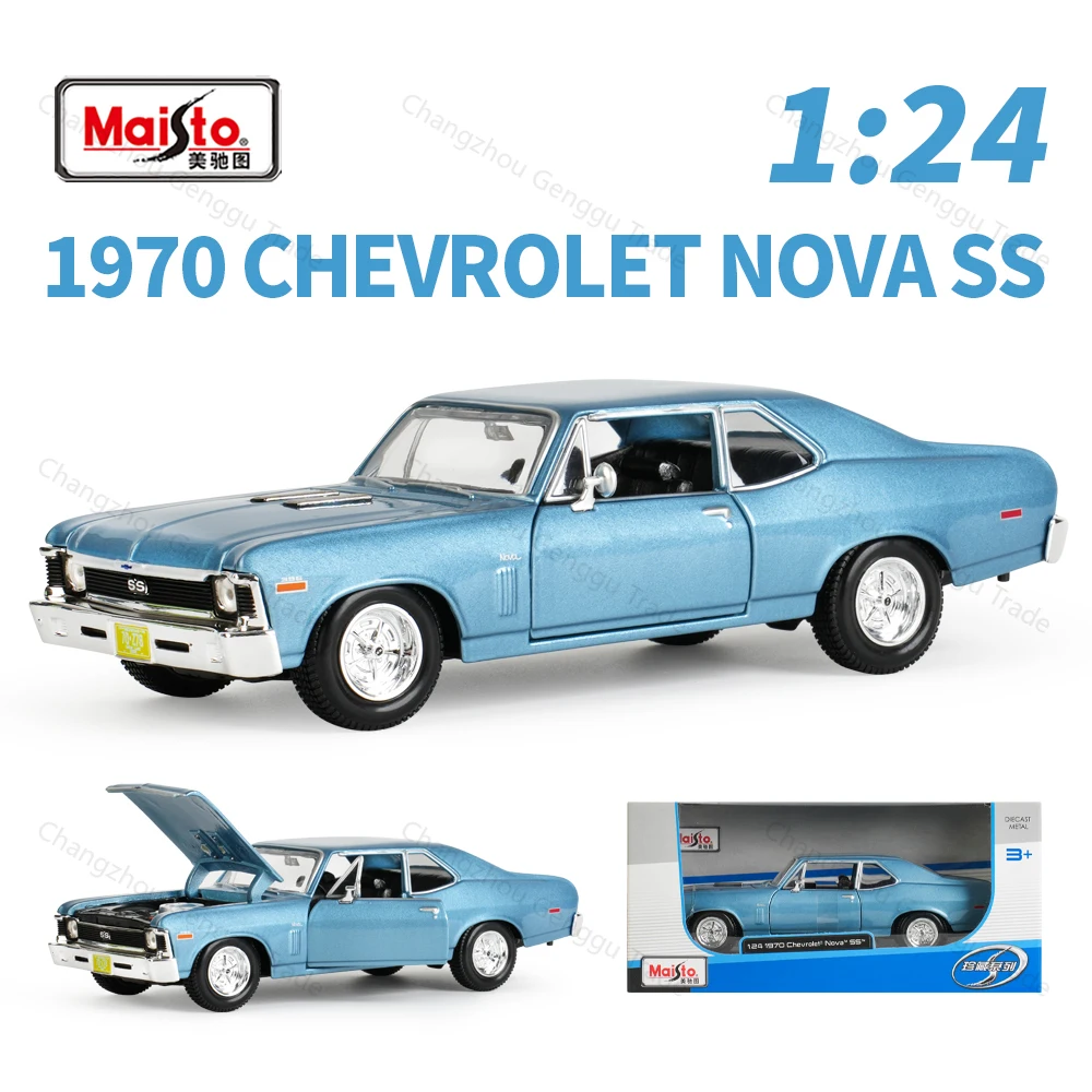 Maisto 1:24, Coche Chevrolet Nova SS de 1970, Vehículo de Metal Fundido a Presión, Modelo Coleccionable, Juguete