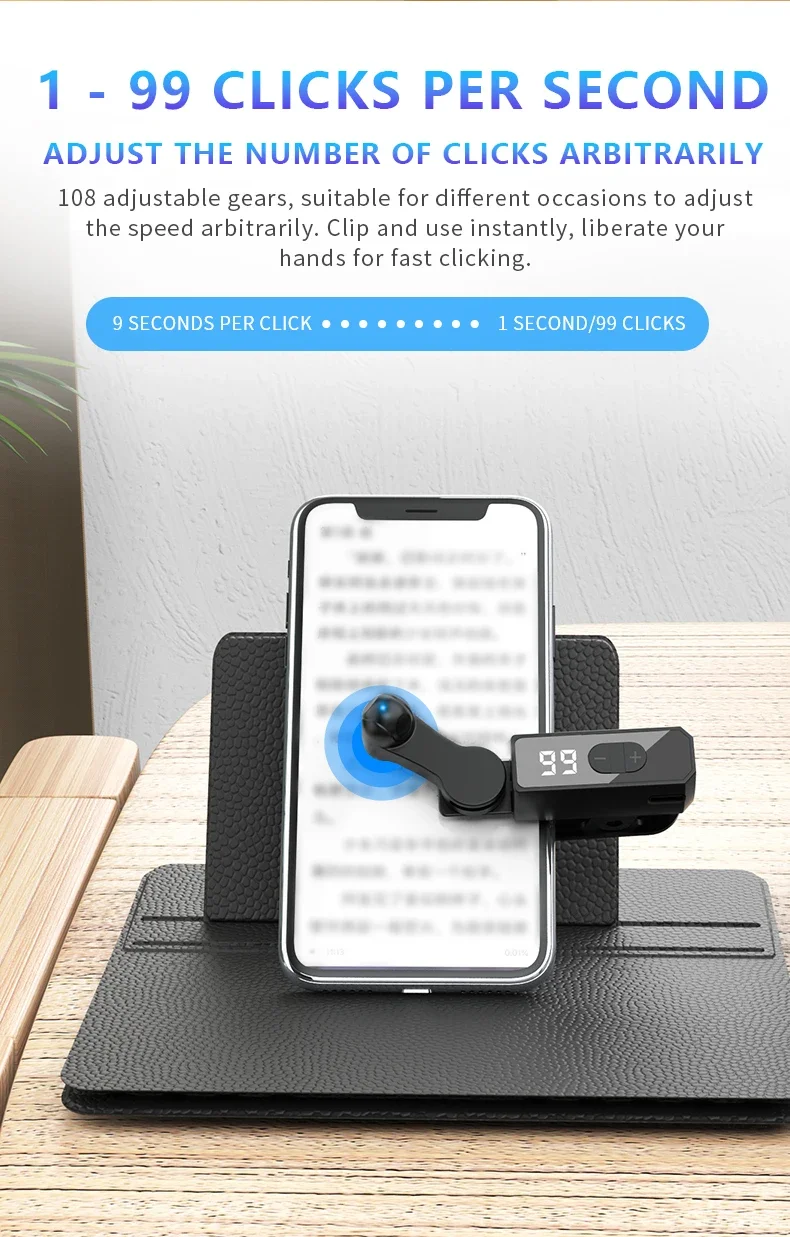 Portable Auto Screen Clicker for Phone Adjustable Touch Tapper Tool Support Repeated Tapping for Games Live Streaming App Use