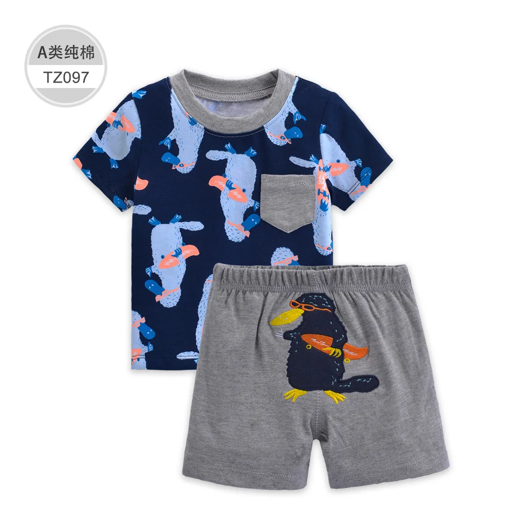 New Baby Girls Clothes Set 2pcs Short-sleeved Tshirt Pants 6M-24M Wear Toddler Boys Kids Clothing SetLion Fox