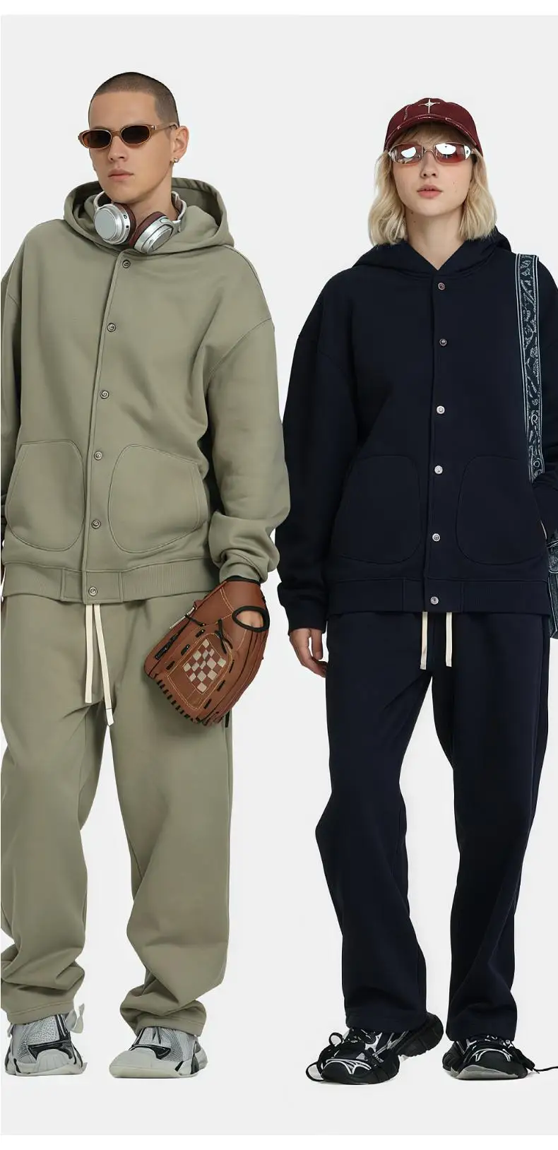 

03 520GSM Winter Men Button Cardigan Hoodie Heavy Weight Cotton High Street style Casual Outfit Oversized Loose Sweatshirts