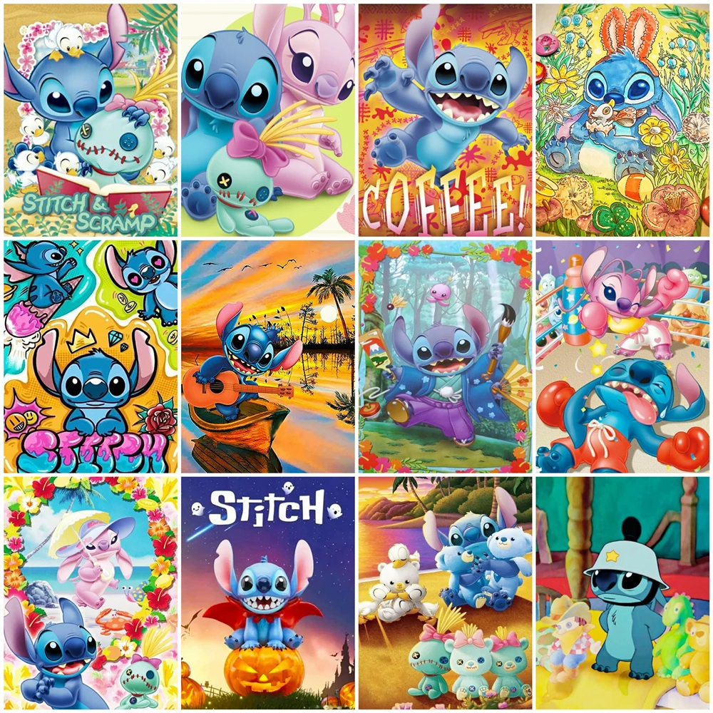 Disney Lilo Stitch Diamond Embroidery DIY Painting With Rhinestones Cartoon Complete Kit Mosaic Sale Wall Decoration Living Room