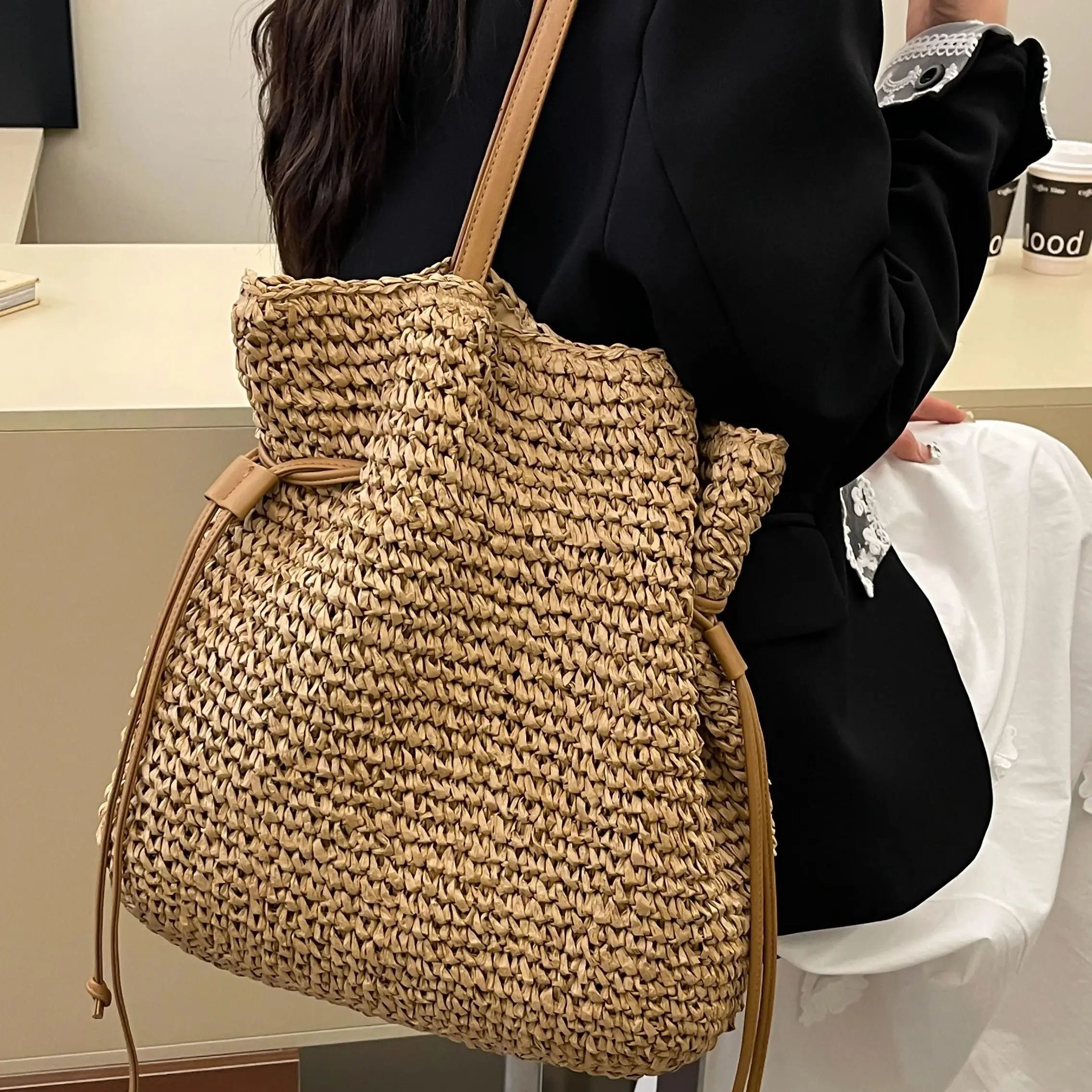 

Zeyph Minimalist Design Beach Bag Drawstring Bag Women s Summer Must Have Large Shoulder Bag