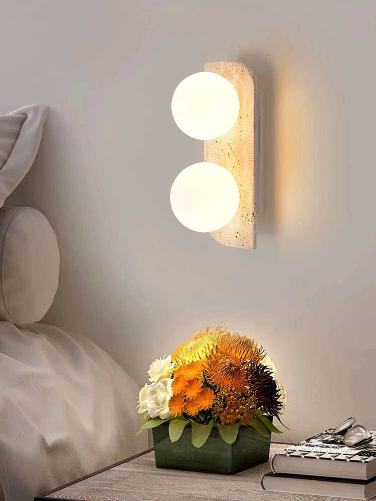White Glass LED Wall Lamp Sconce Bedside Foyer Aisle Nordic Modern Yellow Cave Stone Creative Stair Light Fixture Lamparas