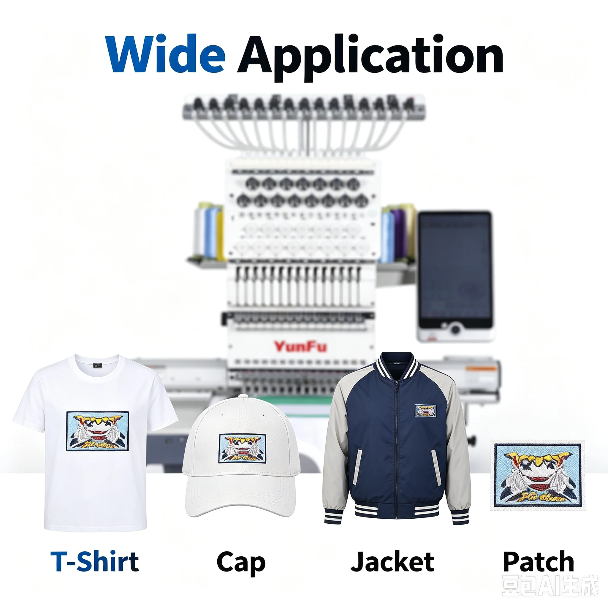 Digital Automatic Embroidery Machine Single Head T-Shirt Cap Flat Garment
