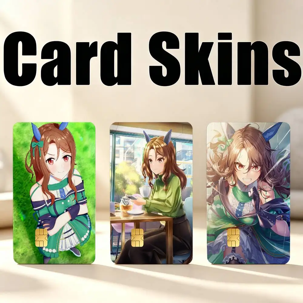 Umamusume-P-D K-King Halo 1Set 4Pcs Waterproof Card Skin Stickers for Credit Bus IC Cards