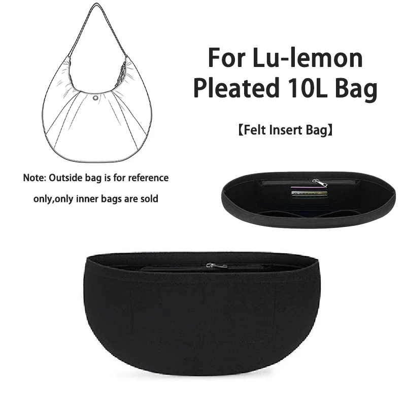EverToner Felt Insert Inner Bag Organizer Fits For Lu-lemon Pleated 10L Bag Purse Organizer Handbag Storage Bag