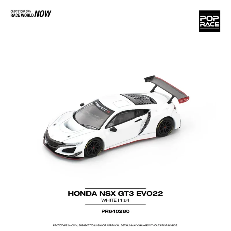 

PreSale POP RACE 1:64 NSX GT3 EVO22 WHITE Openable Hood Diecast Car Model Collection Toys
