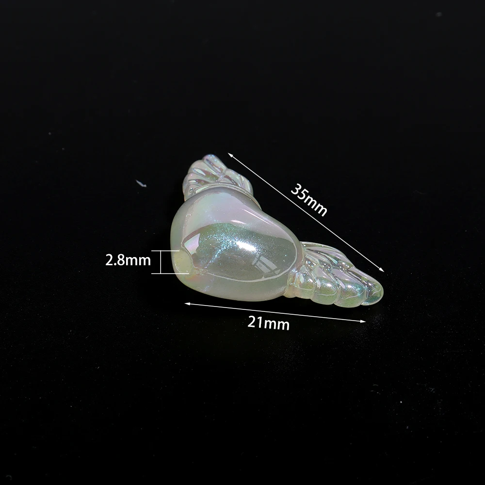 21x35mm Color Plated Acrylic Wing Beads Cute Heart Shape Spacer Bracelet Charms Necklace Making DIY Jewelry Accessories