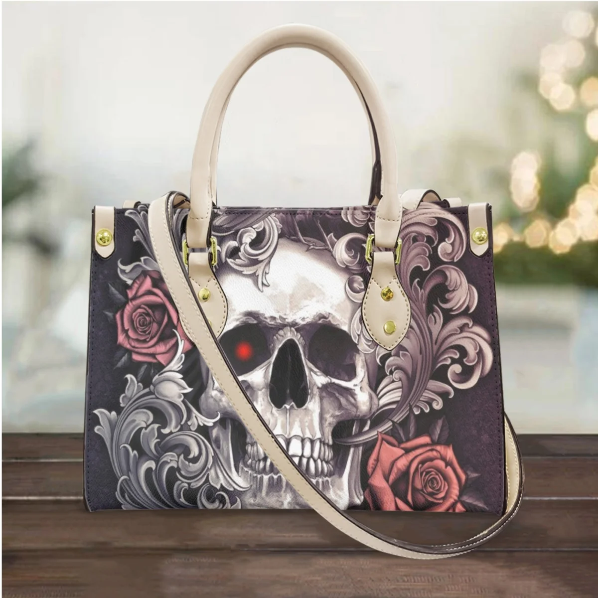 FORUDESIGNS Skulls Floral Coloring Female Cross Bag Gothic Ladies Leather Handbags Fashion Shopping Bags Storage Makeup