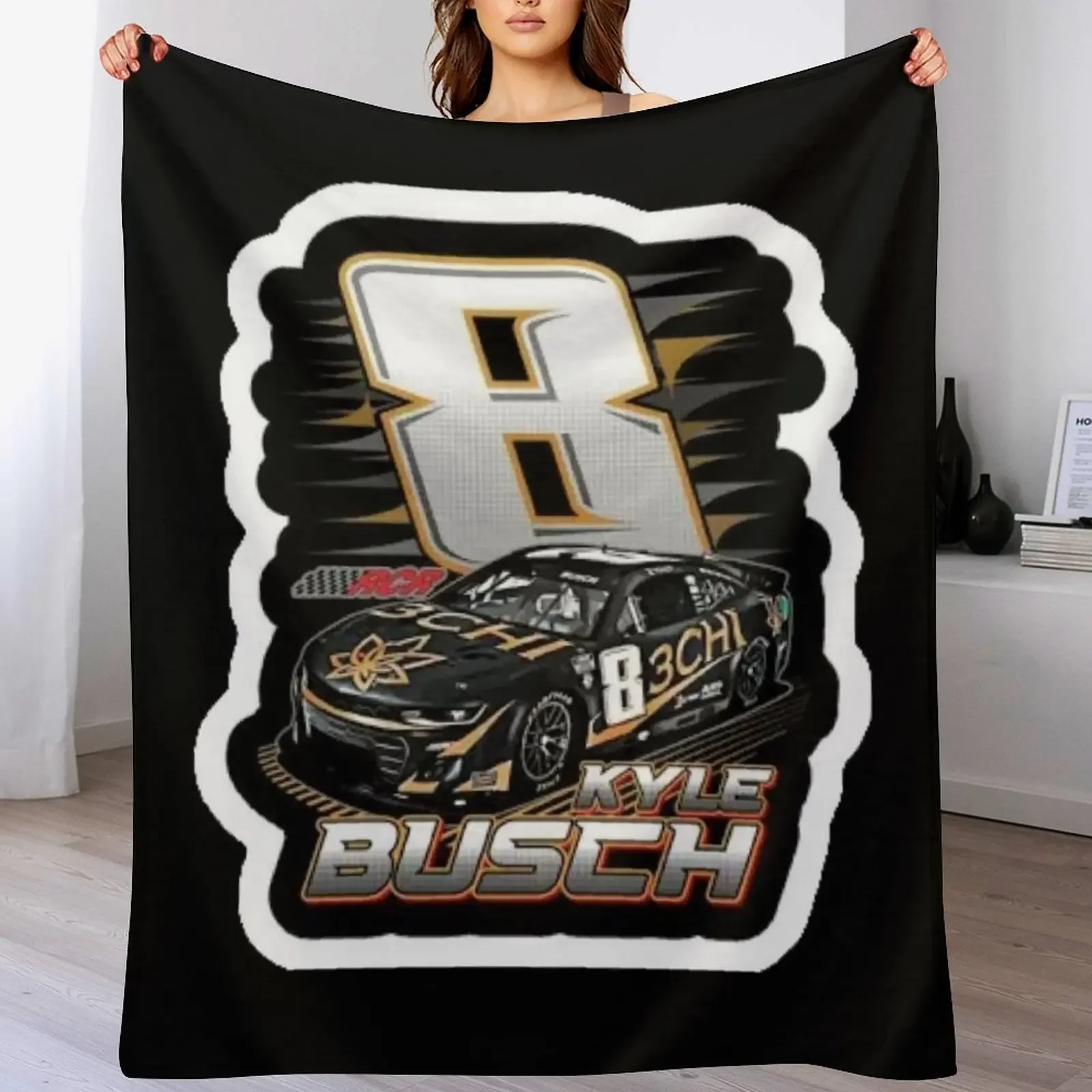

Kyle Busch 3Chi Throw Blanket Cozy Light Blanket for Travel Camping Picnic
