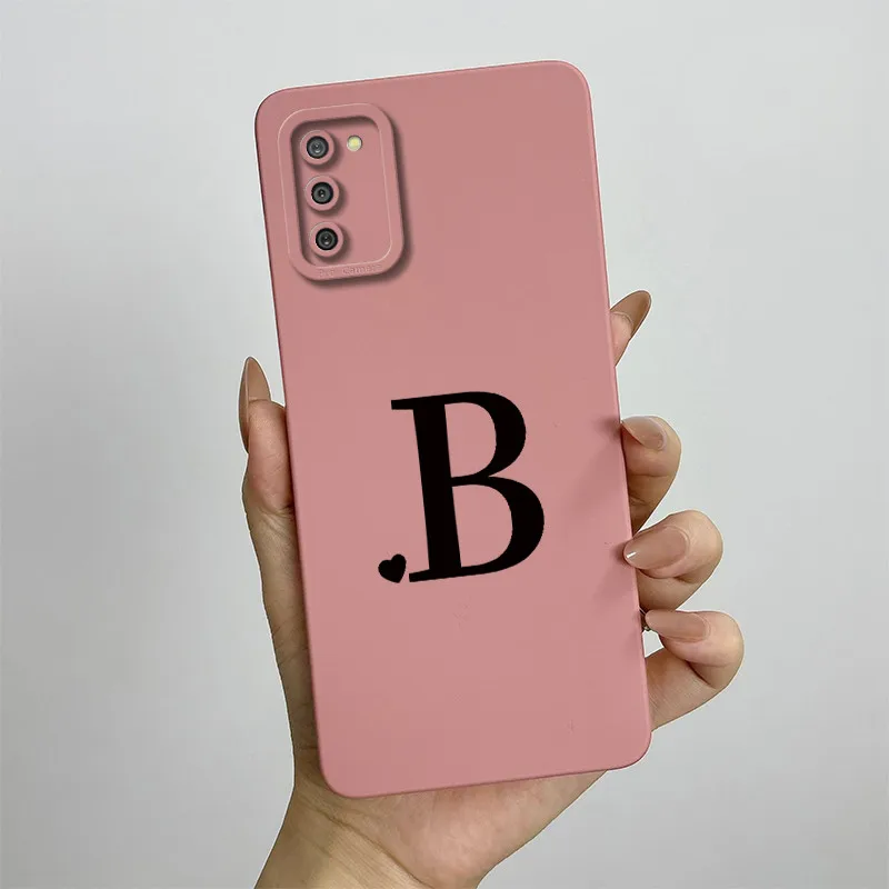 For Samsung Galaxy A02S Case Samsung A02S Cover SM-A025F SM-A025G Cute Initial Letters Phone Case Soft TPU Shockproof Back Cover