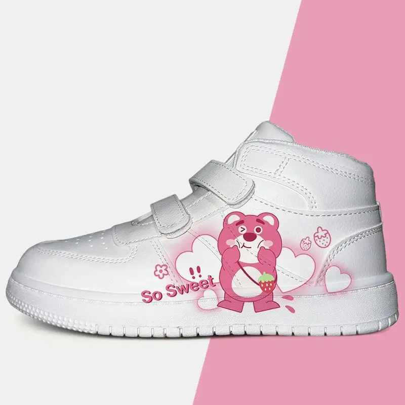 

2024 new Strawberry Bear Lotso Kids' plus size Cute Girls' sprots Edition Velcro children girls white kids shoes