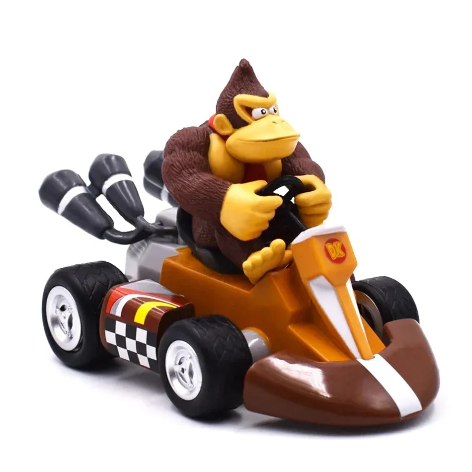 Mario Pull Back Car Anime Cartoon Mario Luigi Yoshi Princess Peach Donkey Kong Toad Bowser Koopa Kart PVC Figure fun Toys Gift