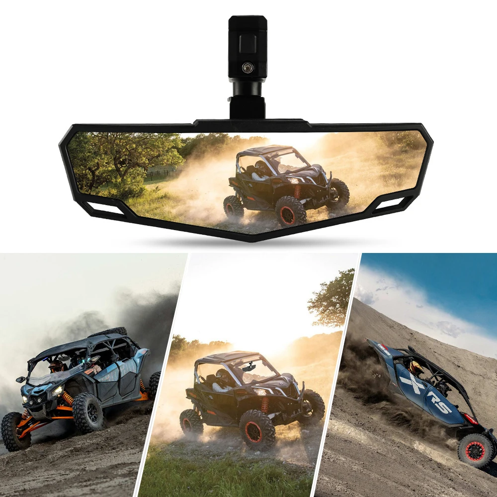 

UTV Rear View Mirror ATV Center Rearview Mirror with 1.5"-2" Adjustable Clamp Compatible with Polaris RZR Can Am Maverick X3