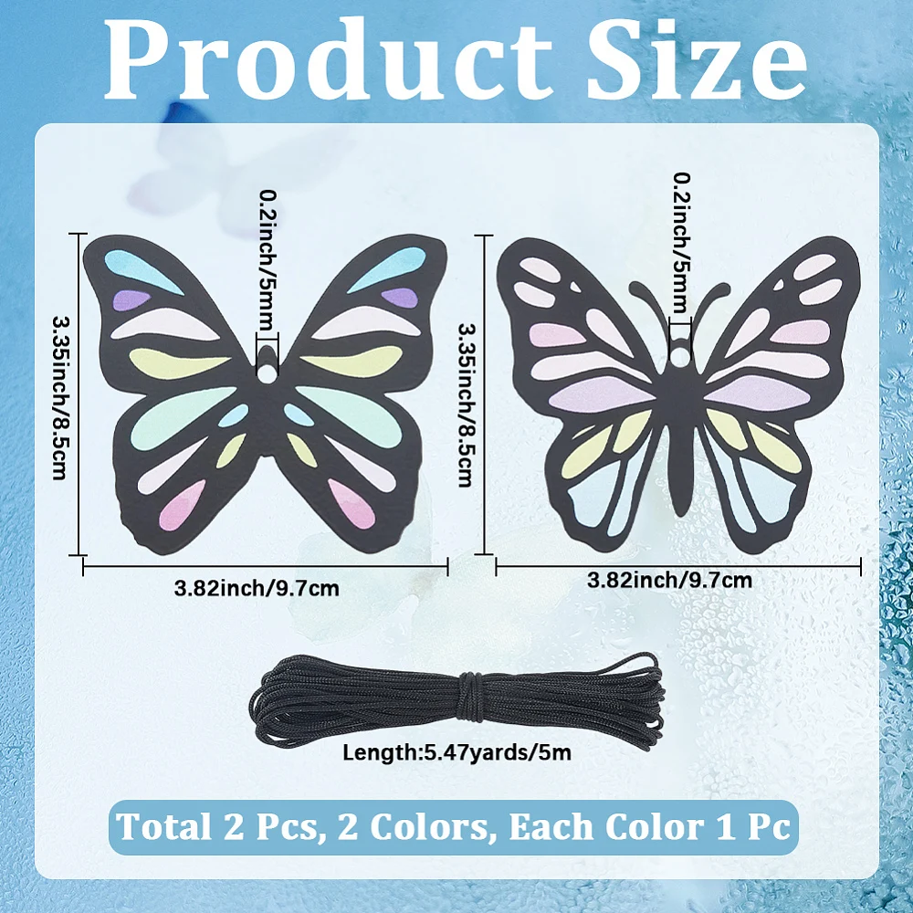 2Pcs Metal Replacement Wind Catcher Butterfly Wind Chime Replacement with 16.4ft Nylon Cord Accessory Parts Repair Kit for Bells