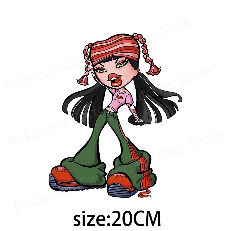 Bratz Cartoon Patches for Clothing Heat Transfer Anime Stickers for Clothes DIY T-Shirts Applique for Girls Custom Decor Gifts