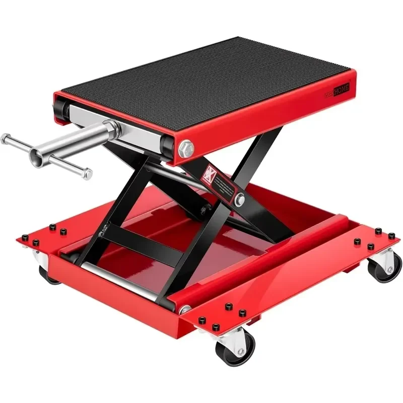 Heavy Duty Steel Motorcycle Center Lift Stand 500kg Capacity Low Profile Design Easy Storage Garage Tool for Bike Maintenance