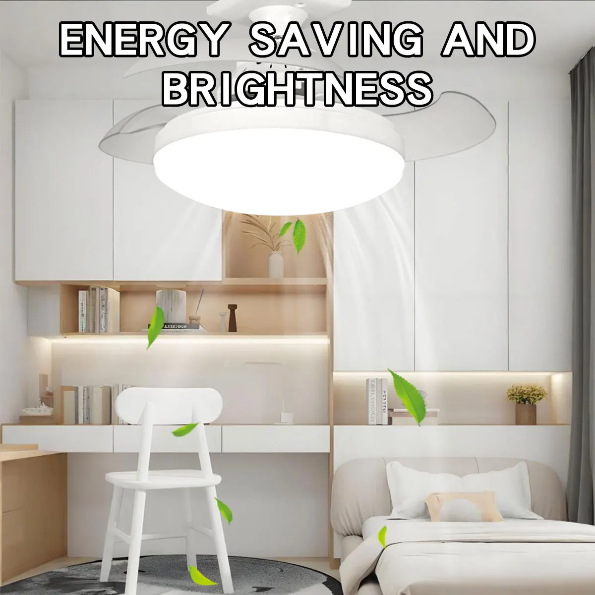 ثلاثة ألوان يعتم LED E27 أضواء مروحة السقف مع جهاز التحكم عن بعد الصامت عكس الضوء غير مرئية مروحة ضوء لغرفة المعيشة غرفة نوم