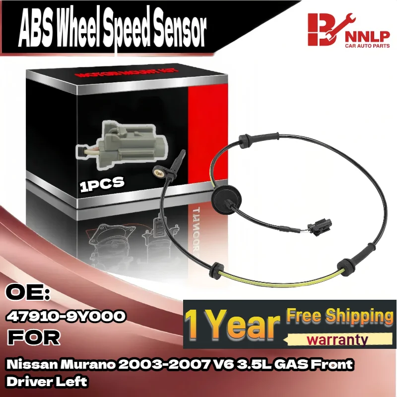 

For Front Driver Left ABS Wheel Speed Sensor for Nissan Murano 2003-2007 V6 3.5L GAS 47910-9Y000