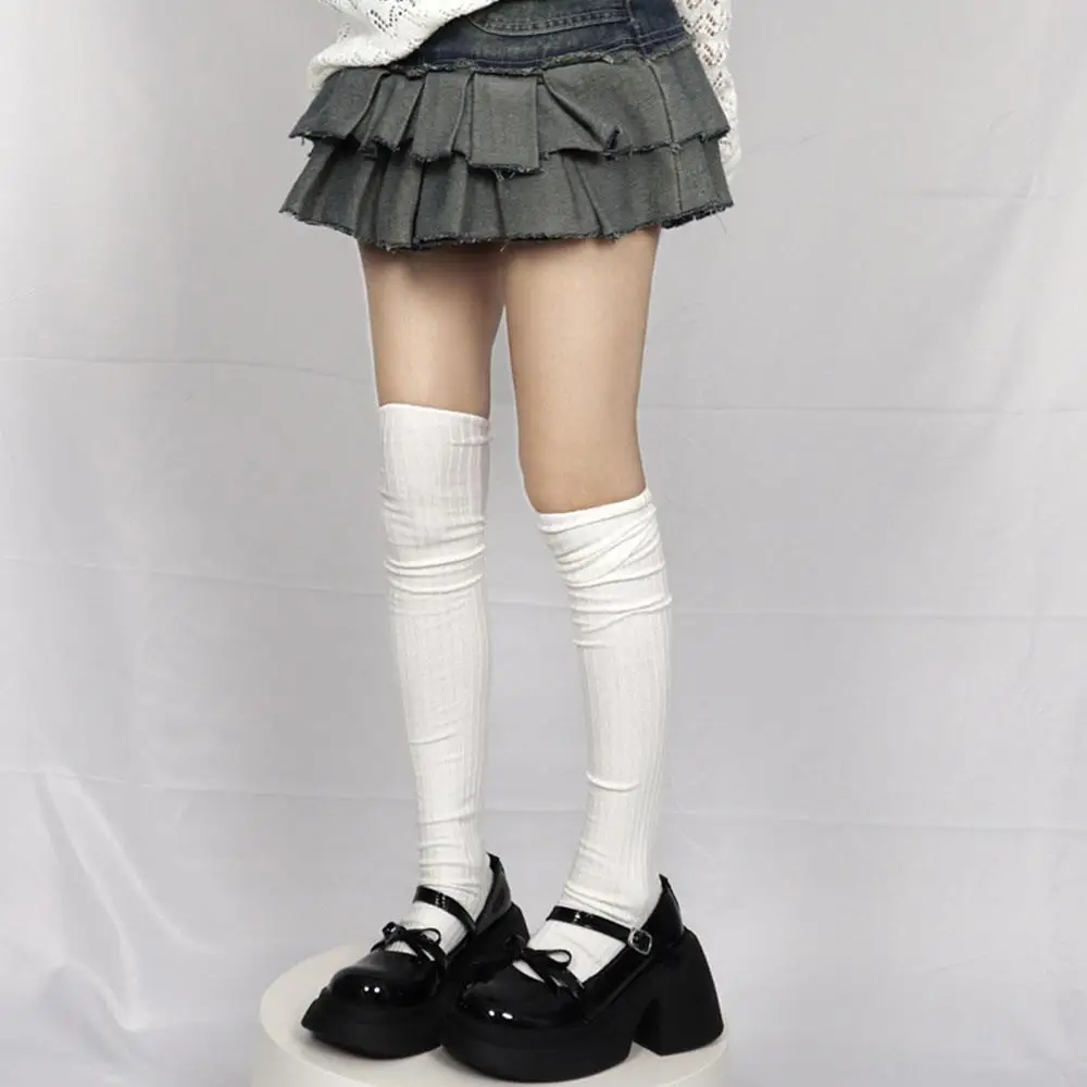 1足 ソリッドカラー 暖かいニーソックス カジュアル オーバーニーソックス ニット ロングソックス ブーツ用 女性用 膝丈 太もも丈ソックス