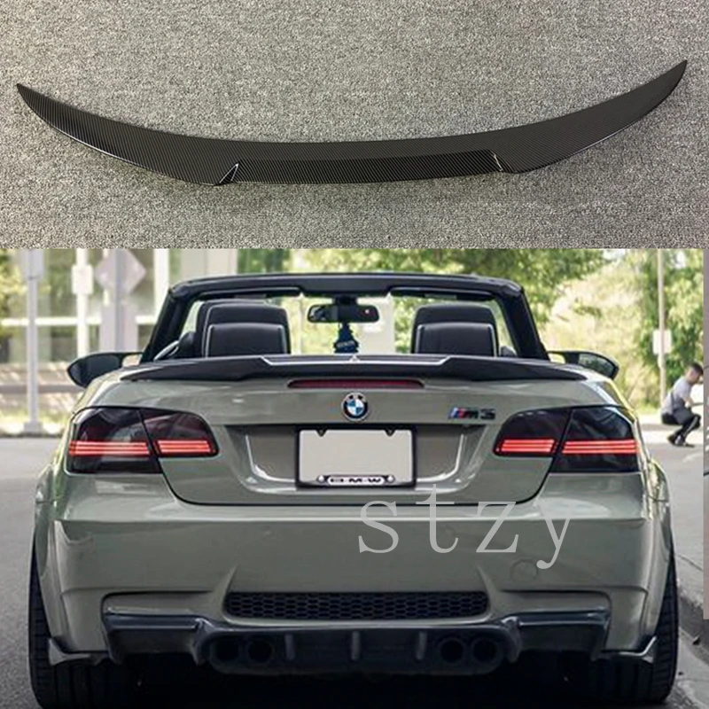 

For BMW E93 335i M3 CONVERTIBLE 2007-2013 Glossy Black Carbon Fiber Look Car Rear Trunk Spoiler Lip M4 Style Rear Wing Spoiler
