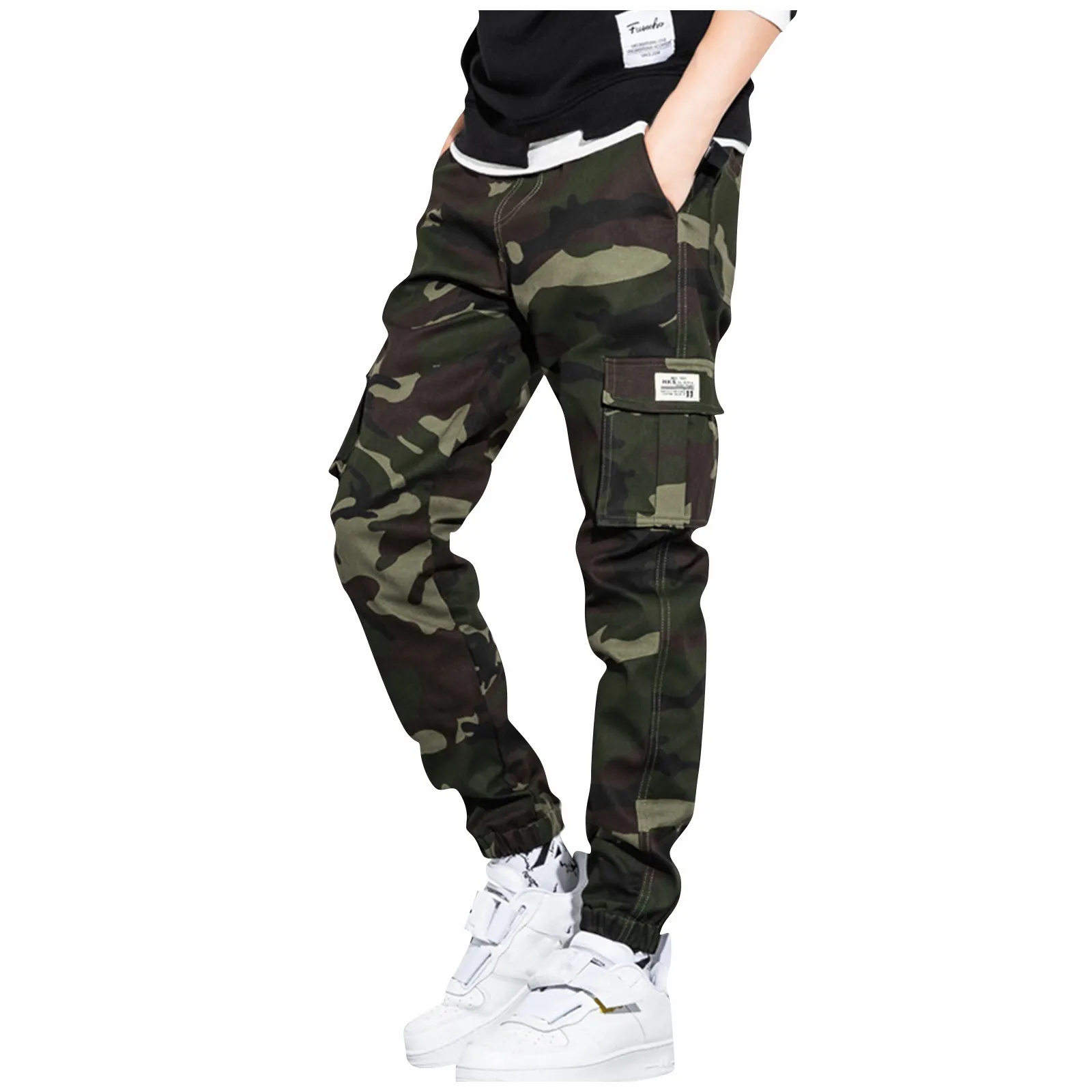 

Spring Overalls For Men Fashion Trend Sports American Parachute Pants Casual Fitting Camouflage Cargo Trousers With Pockets