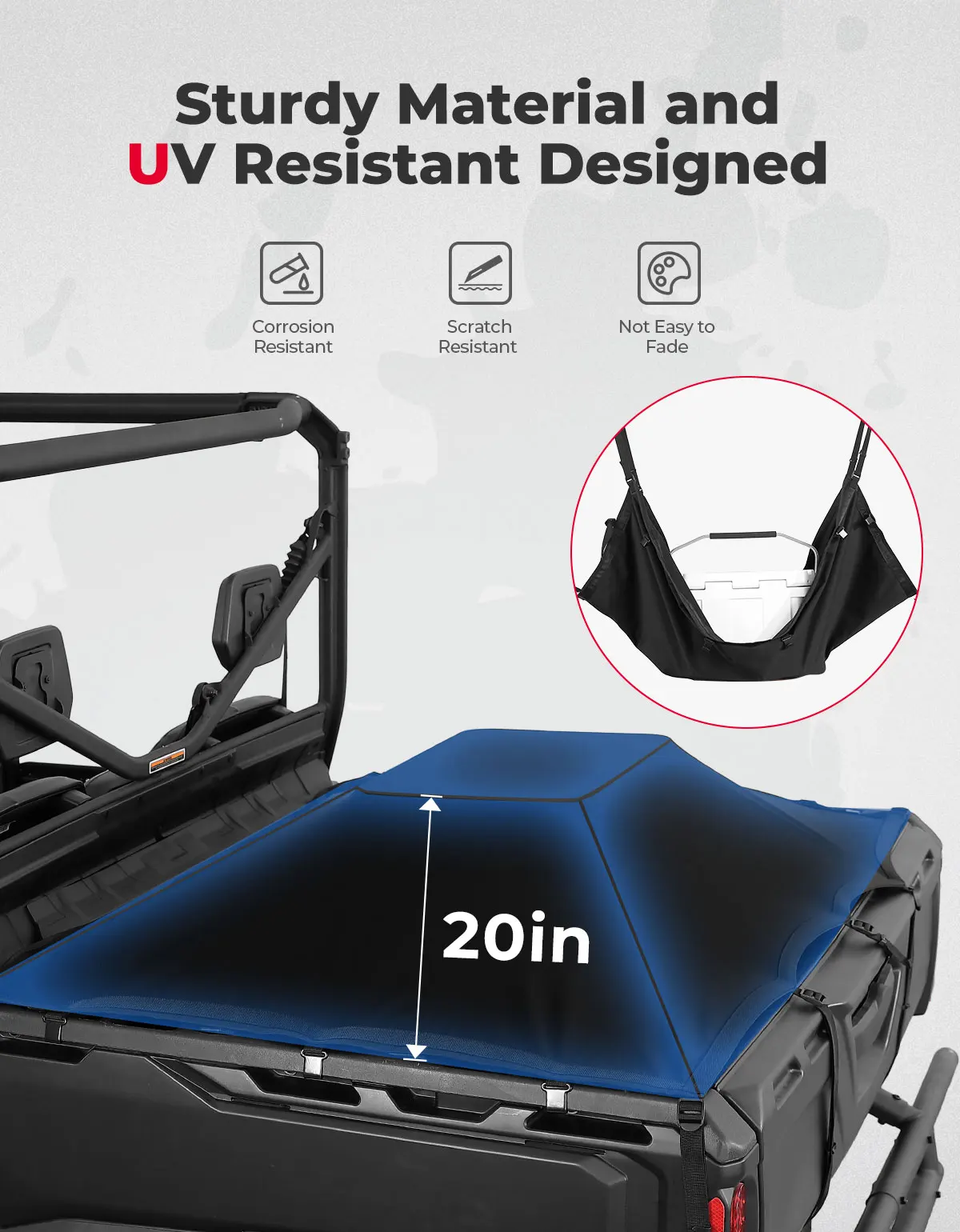 for Can-Am Defender HD 5/7/ 8/9/ 10 DPS XT XMR Max 2016-2024 Tonneau Covers Cargo Bed Cover Net Bed Rail Cargo Protection Straps