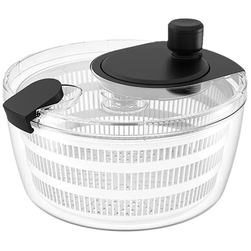 PHFU-Salad Spinner Hand Dehydrator,Clear Bowl With Built-In Strainer, Fruit And Veggie Dryer, Easy To Clean Kitchen Tool