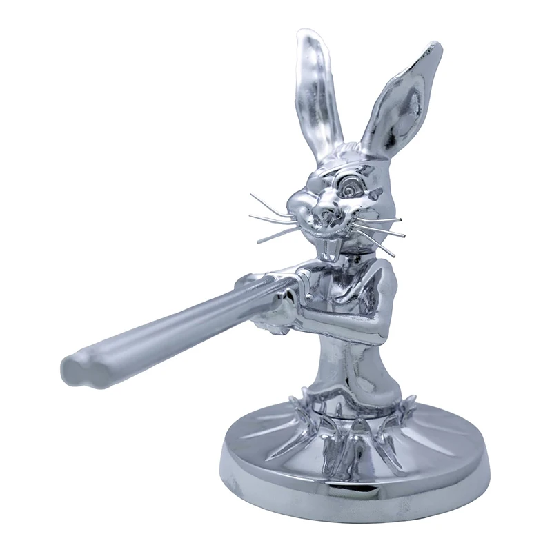 Metal Rabbit Sculpture Creative Metal Bunny Figurine Car Hood Ornament Indoor Outdoor Decorative Emblem Collectible Figurines